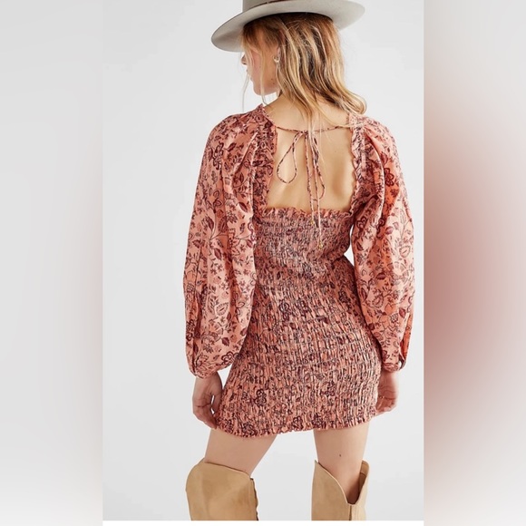 𝓯𝓹 Free People ~ Smock it to Me Mini in Apricot Combo - Picture 12 of 12